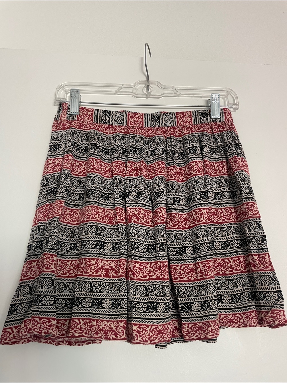 Forever 21 Red and Black Printed Skater Skirt